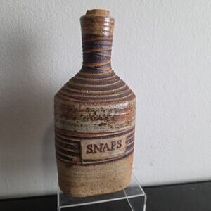MCM Tue Poulsen SNAPS Schnapps Pottery Flask Bottle Denmark 8” 1960’s